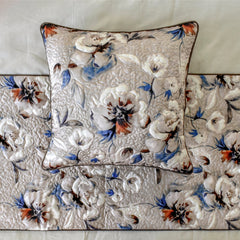 Floral Harmony - Satin Ivory Decorative Bed Runner and Pillow Cover