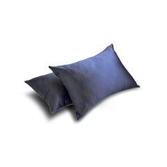 Midnight Blue Slub Satin - Blue Satin Lumbar Pillow Cover