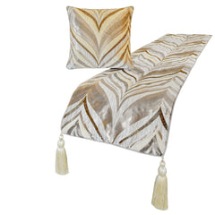 Clarissa Serene - Jacquard Ivory Decorative Bed Runner and Pillow Cover