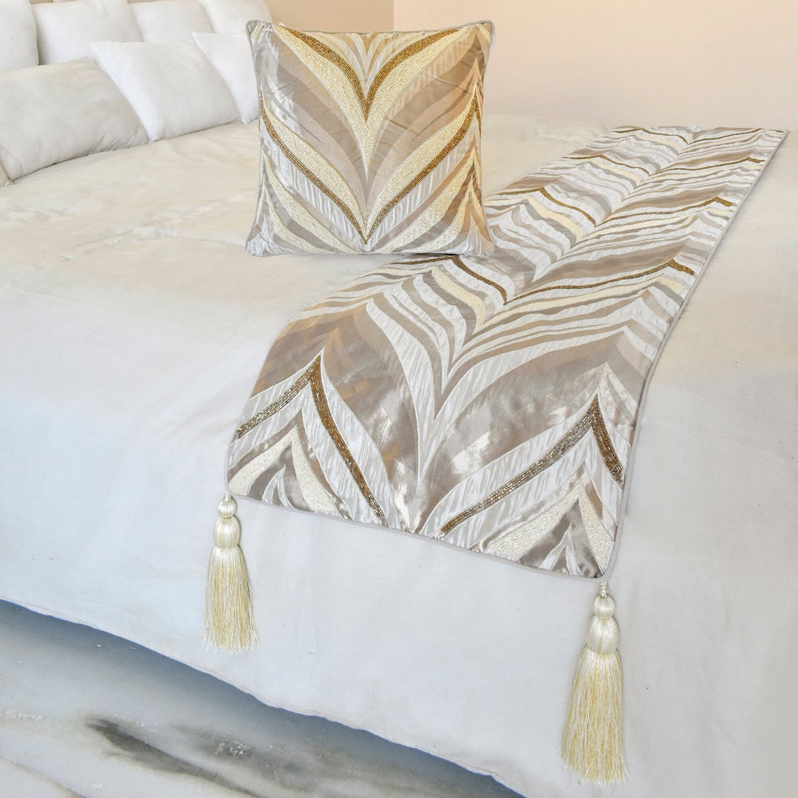 Clarissa Serene Decorative Bed Runner and Pillow Cover