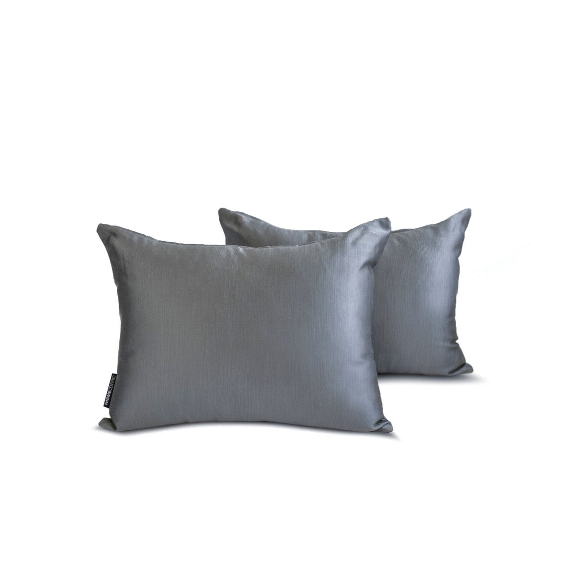 Silver Gray Slub Satin Lumbar Pillow Cover