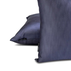 Midnight Blue Slub Satin - Blue Satin Lumbar Pillow Cover