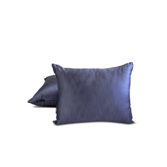 Midnight Blue Slub Satin - Blue Satin Lumbar Pillow Cover