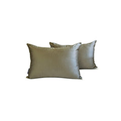 Taupe Gray Slub Satin Lumbar Pillow Cover