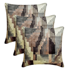Pinnacle Palette - Beige & Gray Velvet Throw Pillow Cover