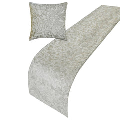 Ethereal Silver - Jacquard Silver Decorative Bed Runner and Pillow Cover