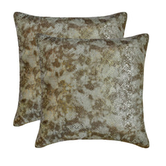 Serpentine Metallica - Silver & Gray Faux Leather Throw Pillow Cover
