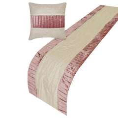 Layer By Layer - Velvet & Linen Purple Decorative Bed Runner and Pillow Cover