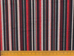 Broadway Red Stripes Printed Velvet Fabric By The Yard