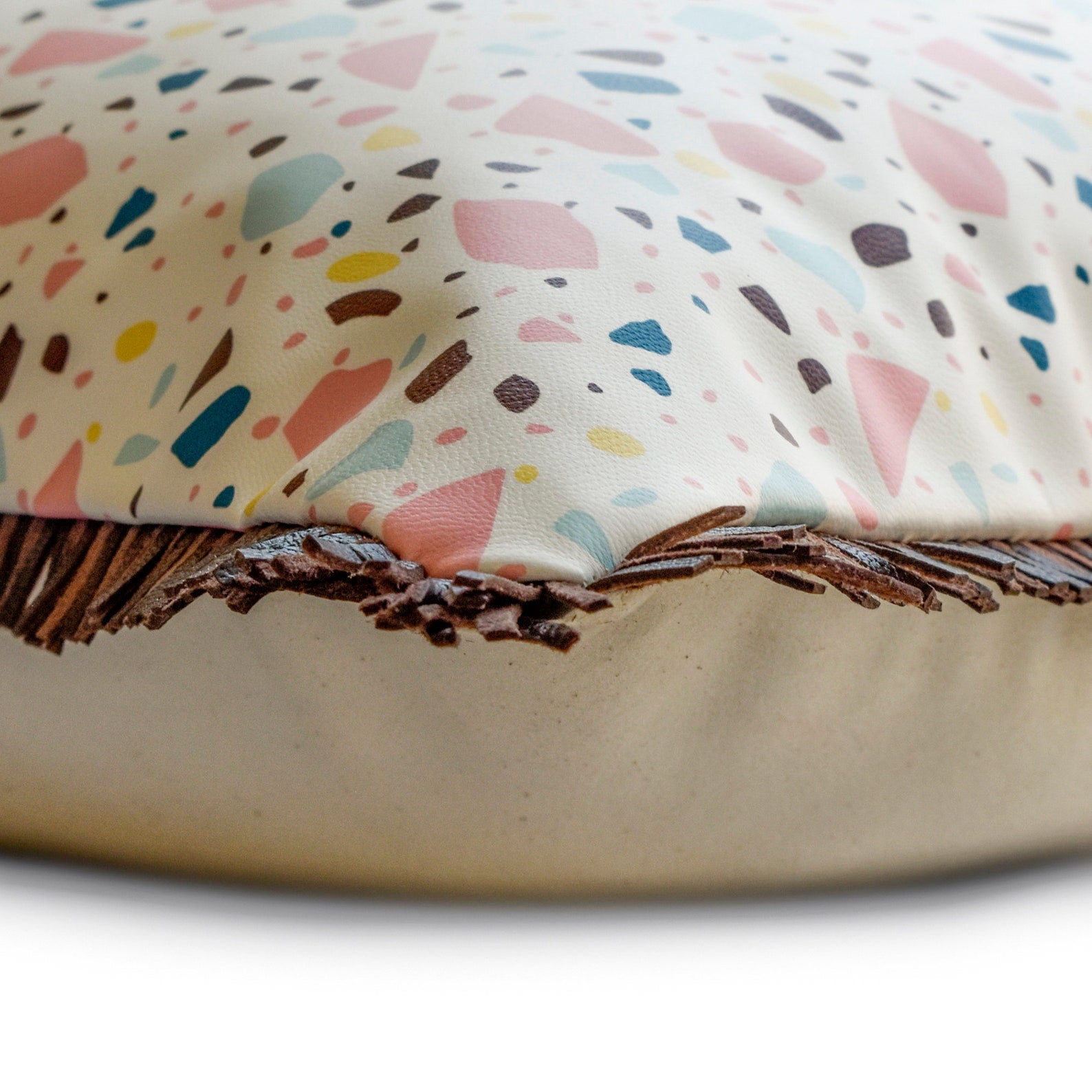 Terrazo Fun White Lumbar Pillow Cover