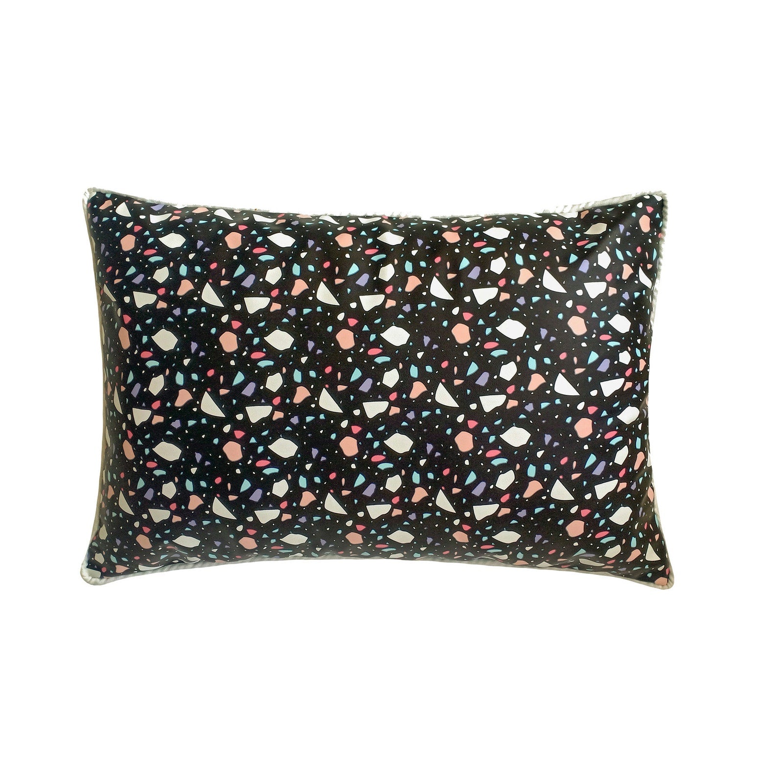 Terrazo Fun Black Lumbar Pillow Cover