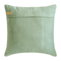 Mint Fresh - Mint Green & Grey Jute & Faux Leather Throw Pillow Cover