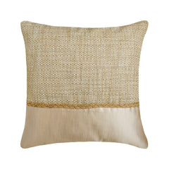 Jute Chartreuse Suit - Green & Beige Jute & Velvet Throw Pillow Cover