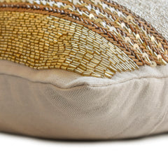 Casting A Glow - Gold & Brown Linen Lumbar Pillow Cover