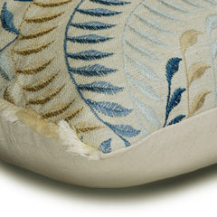 Leaf Rustle - Blue Linen Lumbar Pillow Cover