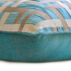 Ataro - Teal Blue Jacquard Throw Pillow Cover