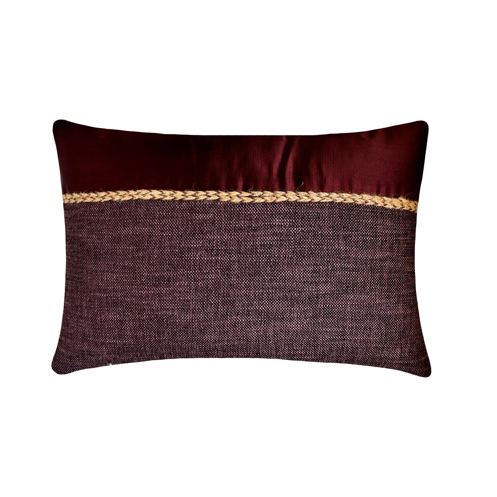 Jute Wine Satini Lumbar Pillow Cover