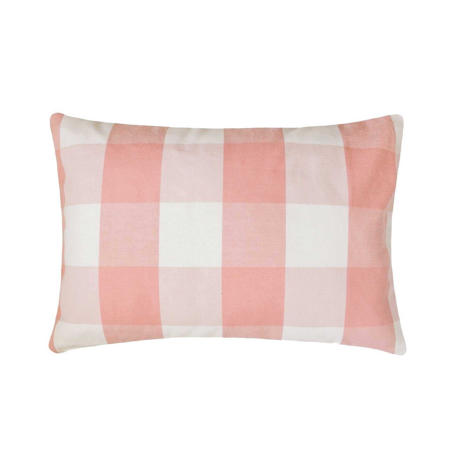 Peach Pink Plaid Play Lumbar Pillow Cover