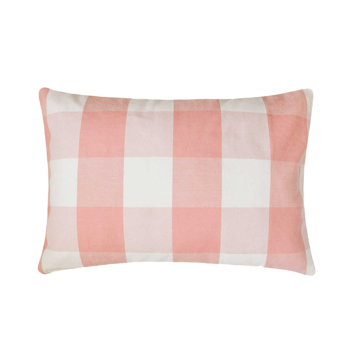 Peach Pink Plaid Play Lumbar Pillow Cover
