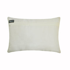 Julielt - White & Silver Silk Lumbar Pillow Cover