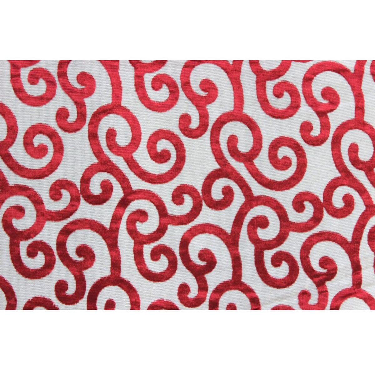 Cayenne Red Scrolls Printed Velvet Fabric By the Yard