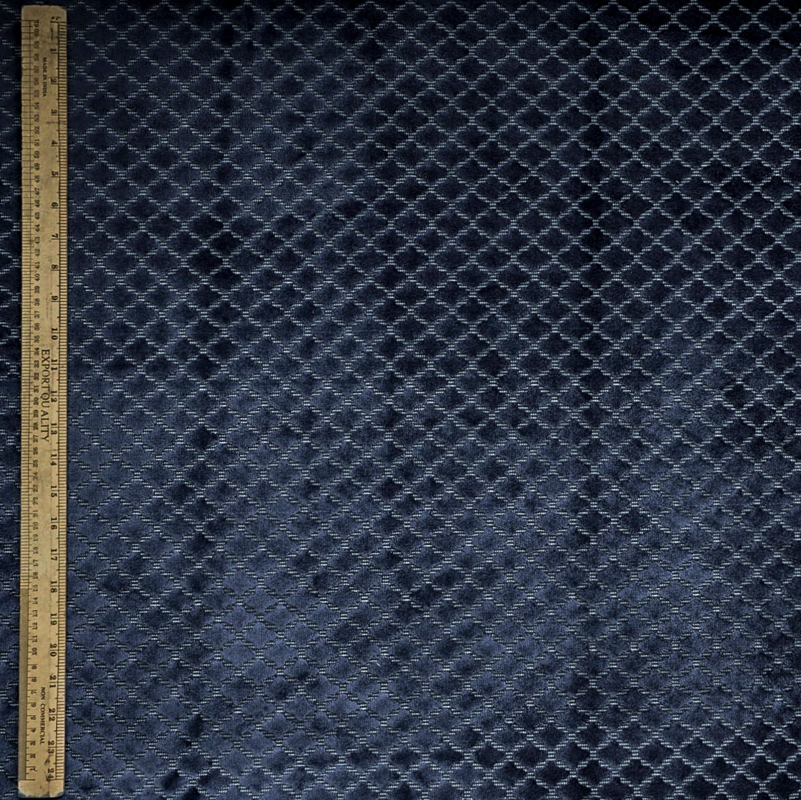 Geometric Navy Blue Velvet Fabric By The Yard