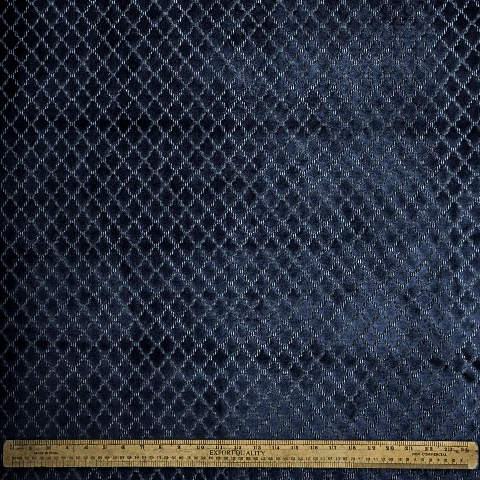 Geometric Navy Blue Velvet Fabric By The Yard