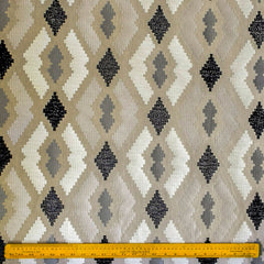 Beige Aztec Geometric Embroidered Fabric By The Yard