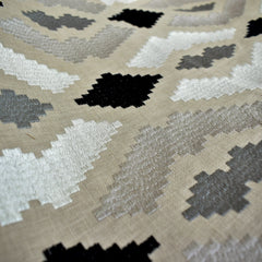 Beige Aztec Geometric Embroidered Fabric By The Yard