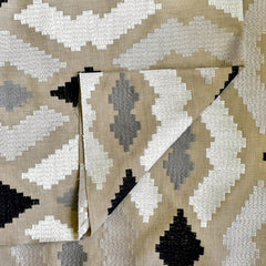 Beige Aztec Geometric Embroidered Fabric By The Yard