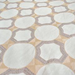 Ivory Medallion Geometric Embroidered Fabric By The Yard