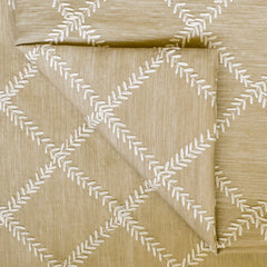 Beige Leafy Diamond Geometric Fabric By The Yard