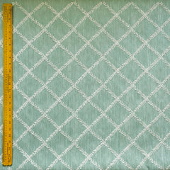 Duck Egg Leafy Diamond Geometric Fabric By The Yard