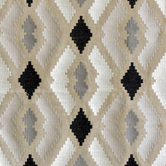 Beige Aztec Geometric Embroidered Fabric By The Yard