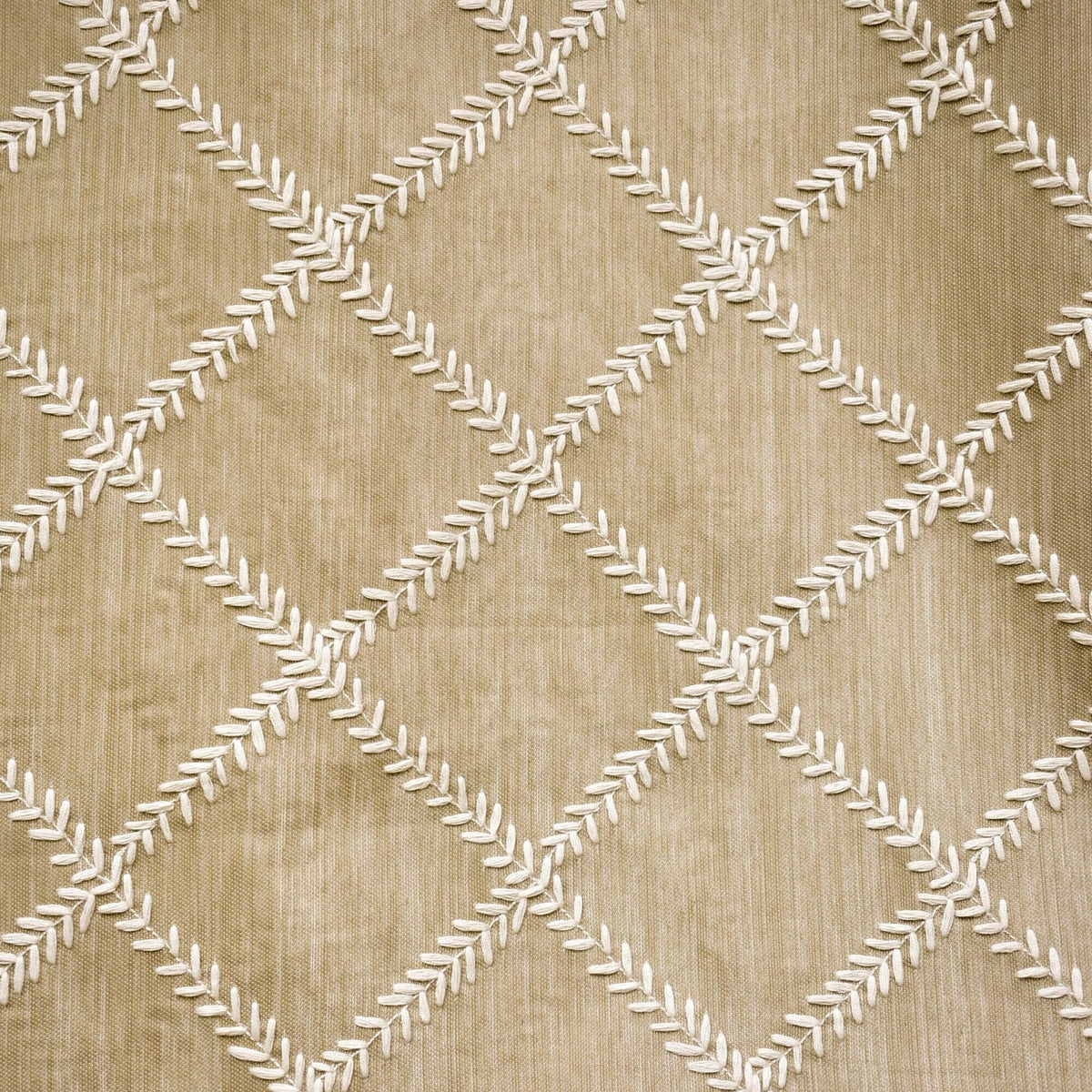 Beige Leafy Diamond Geometric Fabric By The Yard