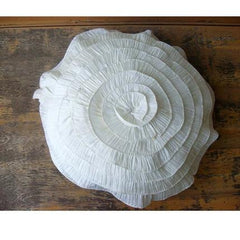 Vintage Ruffles - Crushed Art Silk Ivory Decorative Round Pillow Cover