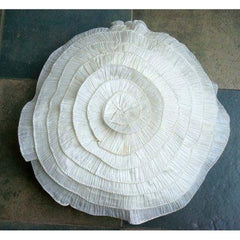 Vintage Ruffles - Crushed Art Silk Ivory Decorative Round Pillow Cover