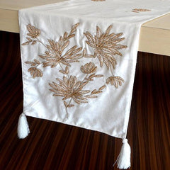 Wooden Beads - Velvet Ivory, Brown Decorative Table Runners