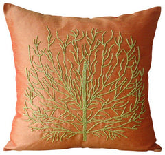 Woody Tree - Brown Art Silk Throw Pillow Cover