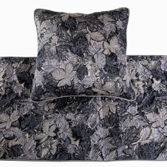 Grey Maple - Satin Grey, Silver Decorative Bed Runner and Pillow Cover