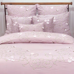 Floral Fantasy - Pink, Green Cotton Duvet Cover Set
