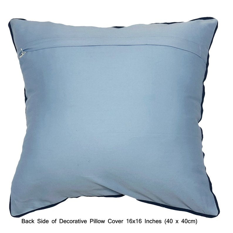 Blue Geometric Embrodiery- Light Blue, Dark Blue Velvet Duvet Cover Set