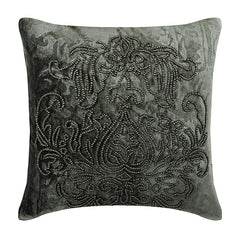 Steel Damask Silver Foil Throw Pillow Cover