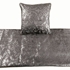 Silver Glitterati - Velvet Silver, Grey Decorative Bed Runner and Pillow Cover