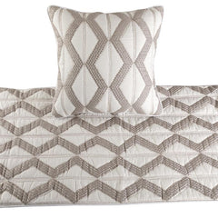 Pattern Flatter - Linen Ivory, Taupe Decorative Bed Runner and Pillow Cover