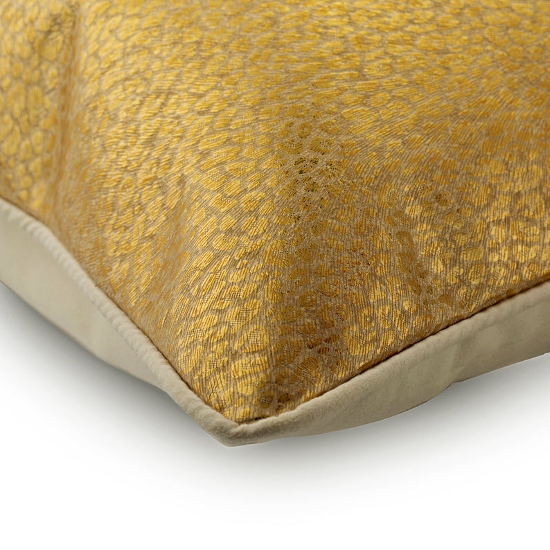 Gold Safari Animal Print Throw Pillow Cover