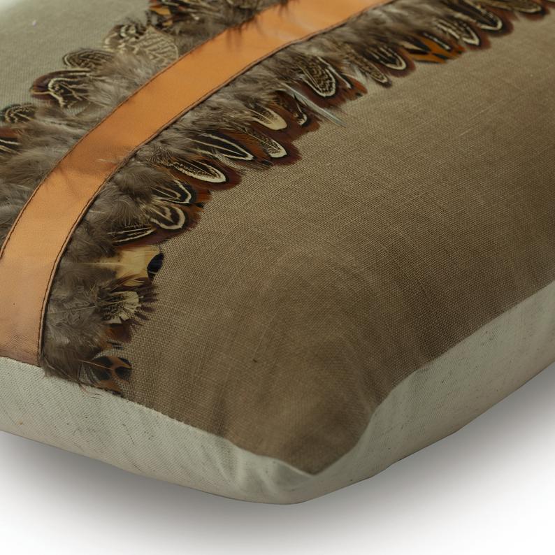 Feather Friend Beige Texture Throw Pillow Cover