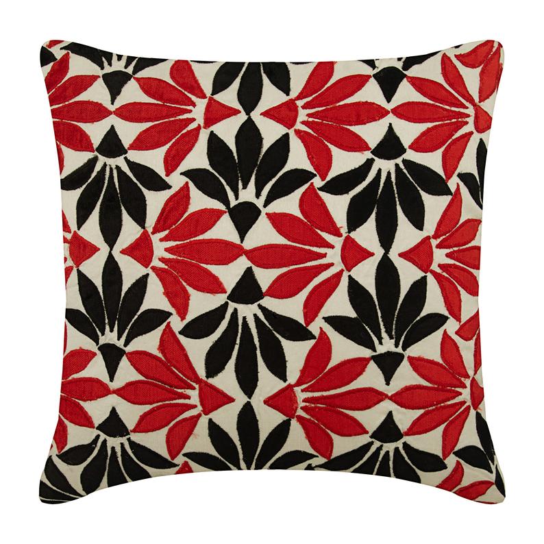 Amaryllis Red & Black Flower Throw Pillow Cover