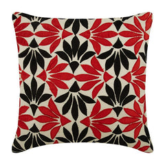 Amaryllis Red & Black Flower Throw Pillow Cover