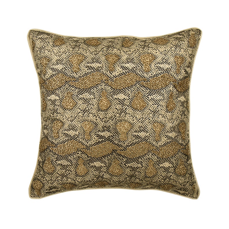 Walk The Wild Gold Beaded Throw Pillow Cover